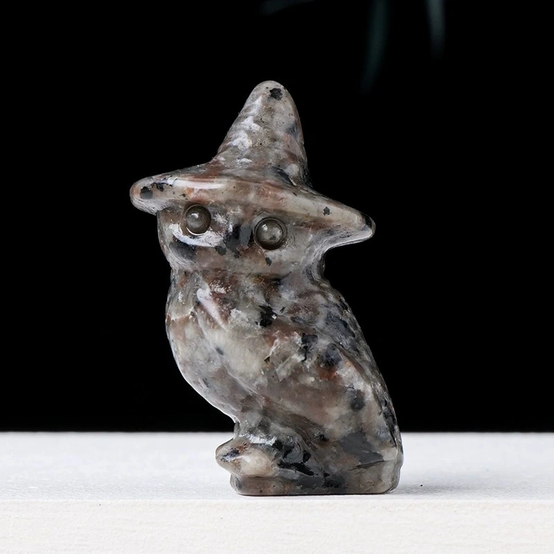 Natural crystal owl carving Halloween decorations