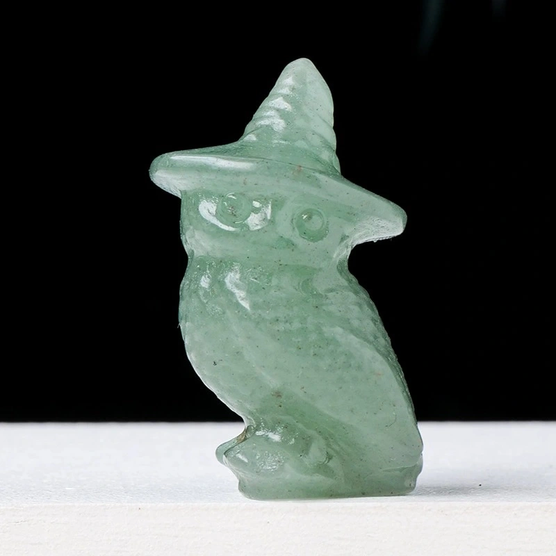 Natural crystal owl carving Halloween decorations
