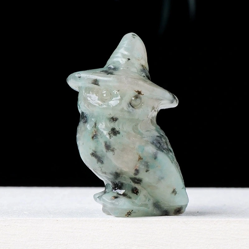 Natural crystal owl carving Halloween decorations