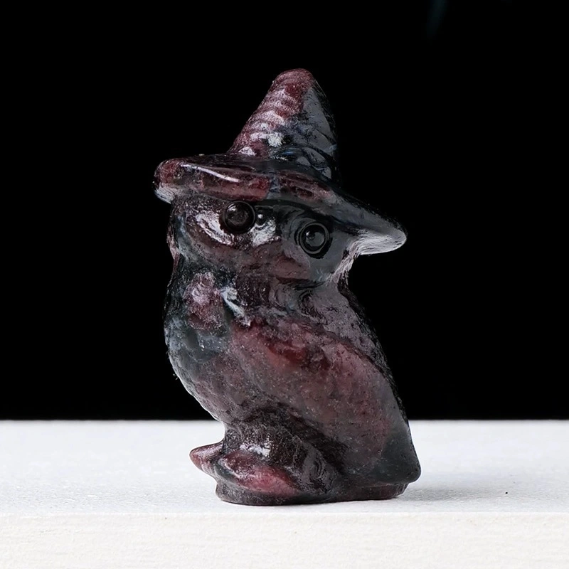 Natural crystal owl carving Halloween decorations