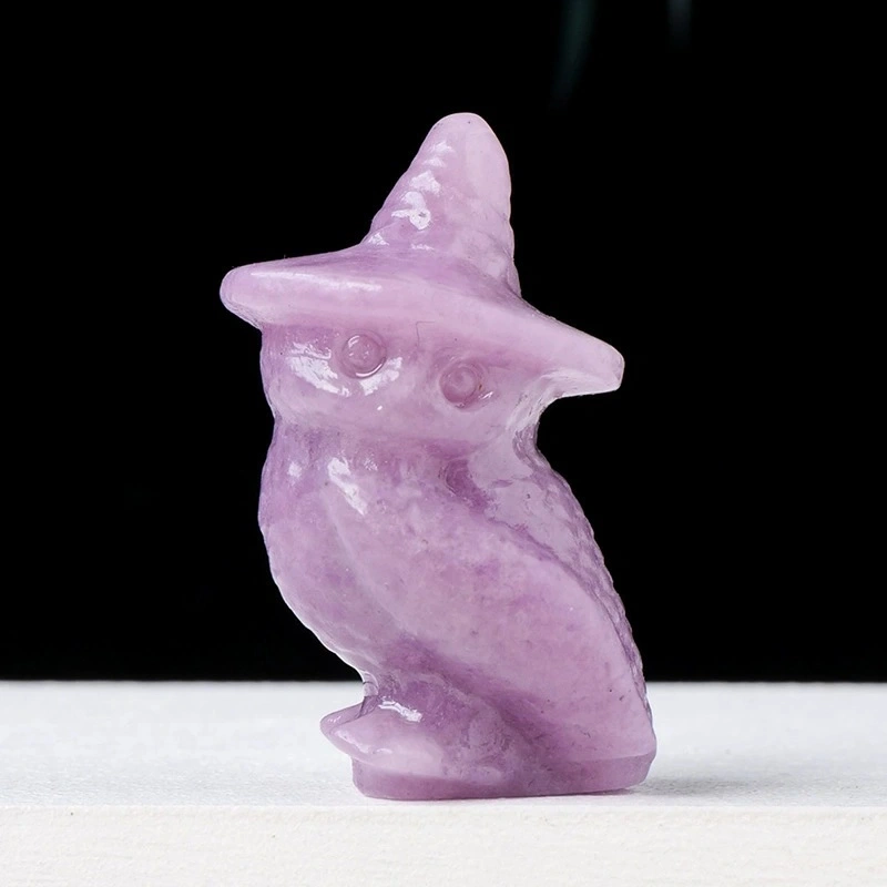 Natural crystal owl carving Halloween decorations