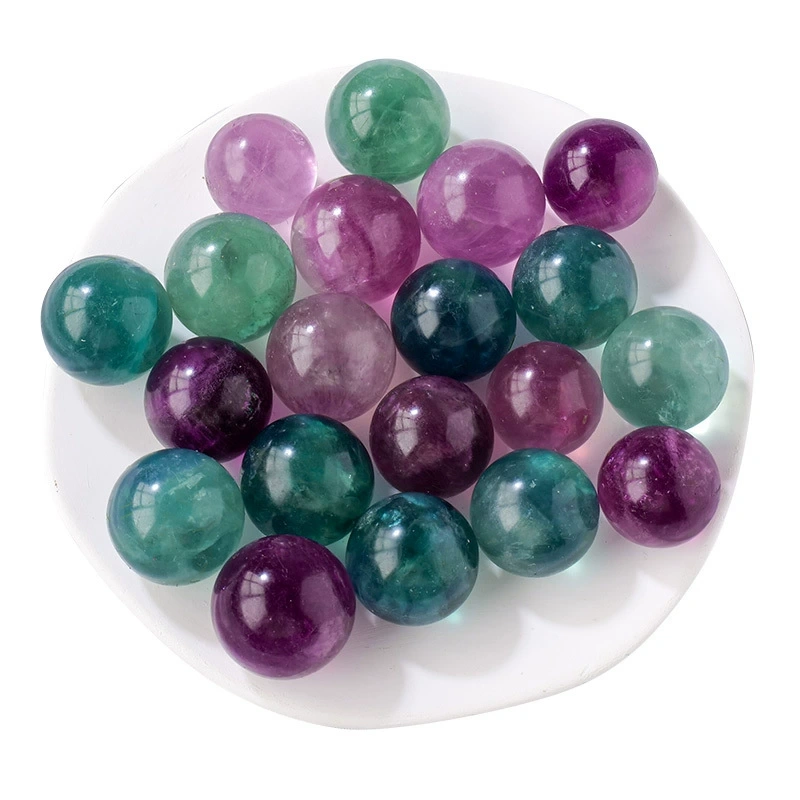 Natural crystal purple green fluorite ball crystal rough stone polishing