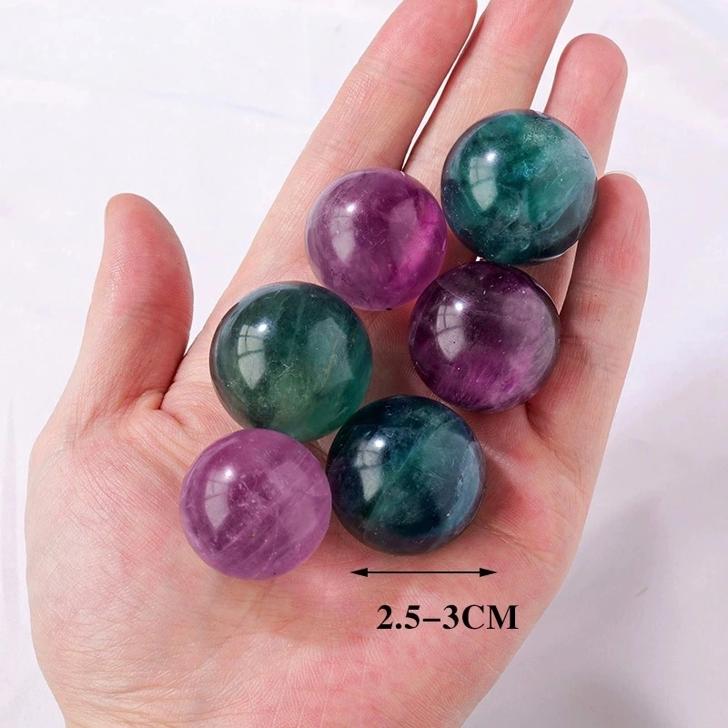 Natural crystal purple green fluorite ball crystal rough stone polishing