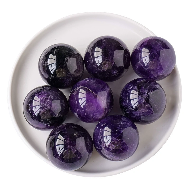 Natural Uruguayan amethyst ball, polished crystal raw stone