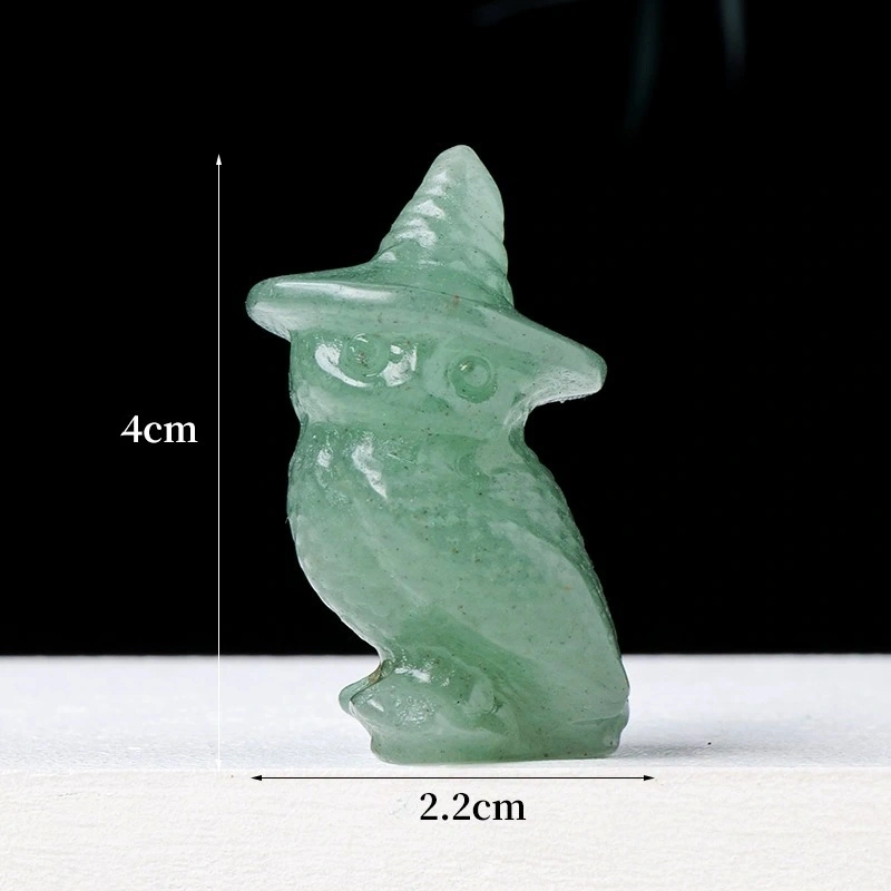 Natural crystal owl carving Halloween decorations