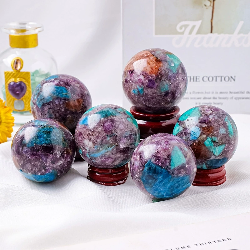 Natural Duobao crystal ball raw stone mine mark polished crystal crafts