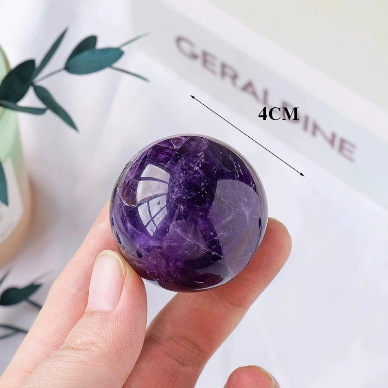 Natural Uruguayan amethyst ball, polished crystal raw stone