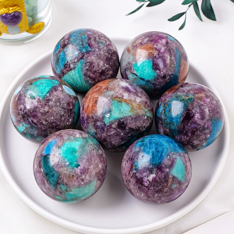 Natural Duobao crystal ball raw stone mine mark polished crystal crafts