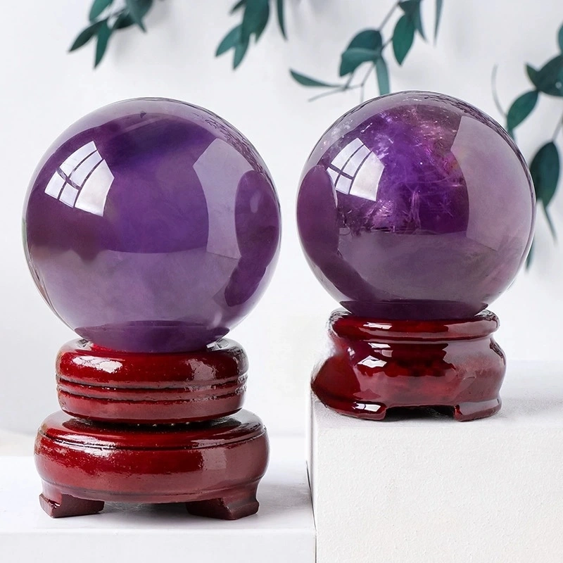 Natural Uruguayan amethyst ball ornaments, polished raw stone