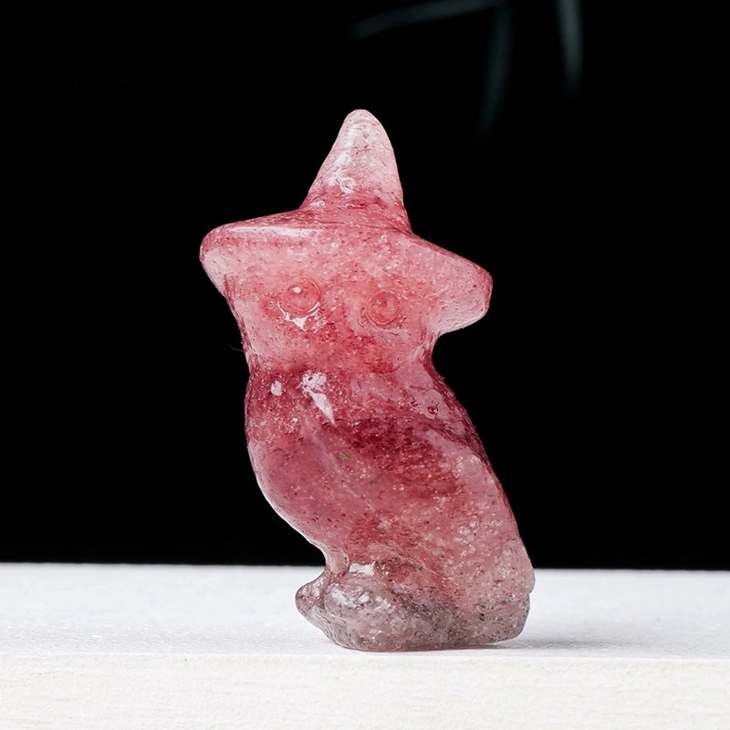 Natural crystal owl carving Halloween decorations