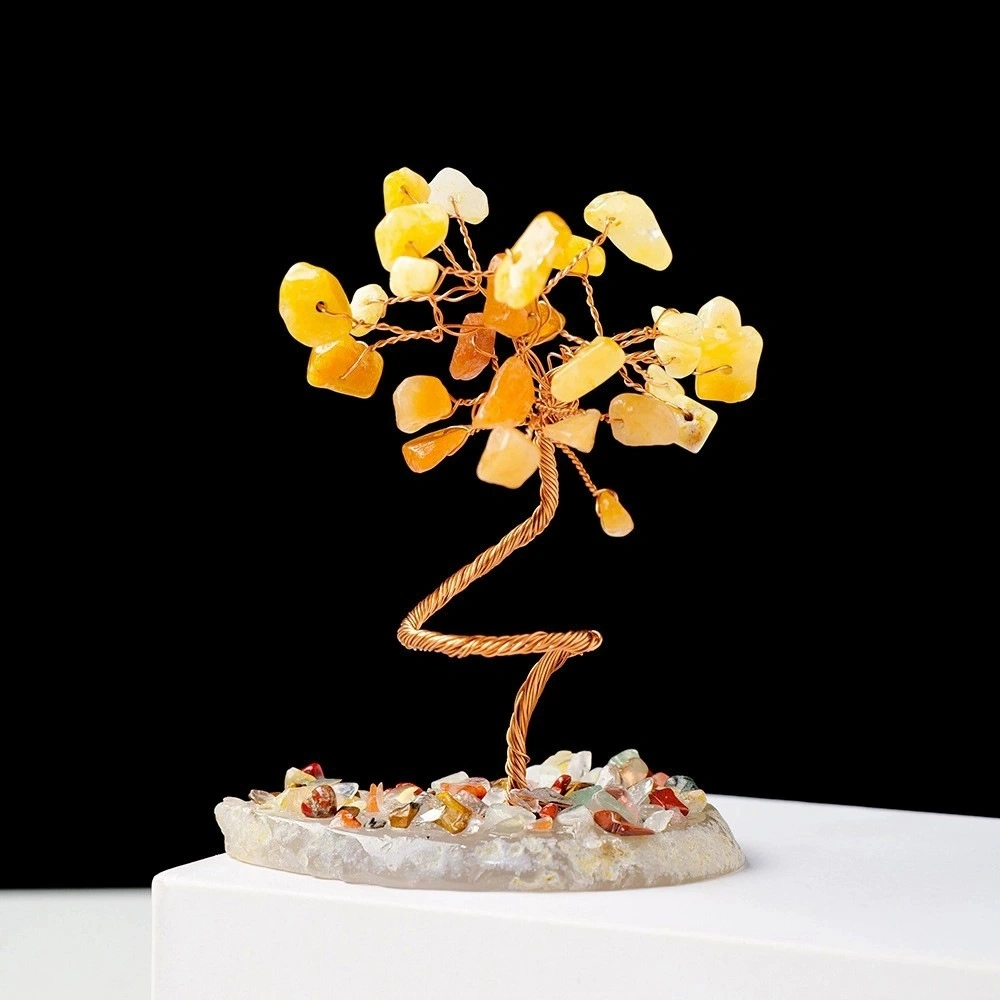 Natural crystal gravel agate piece base handmade crystal tree of life ornaments