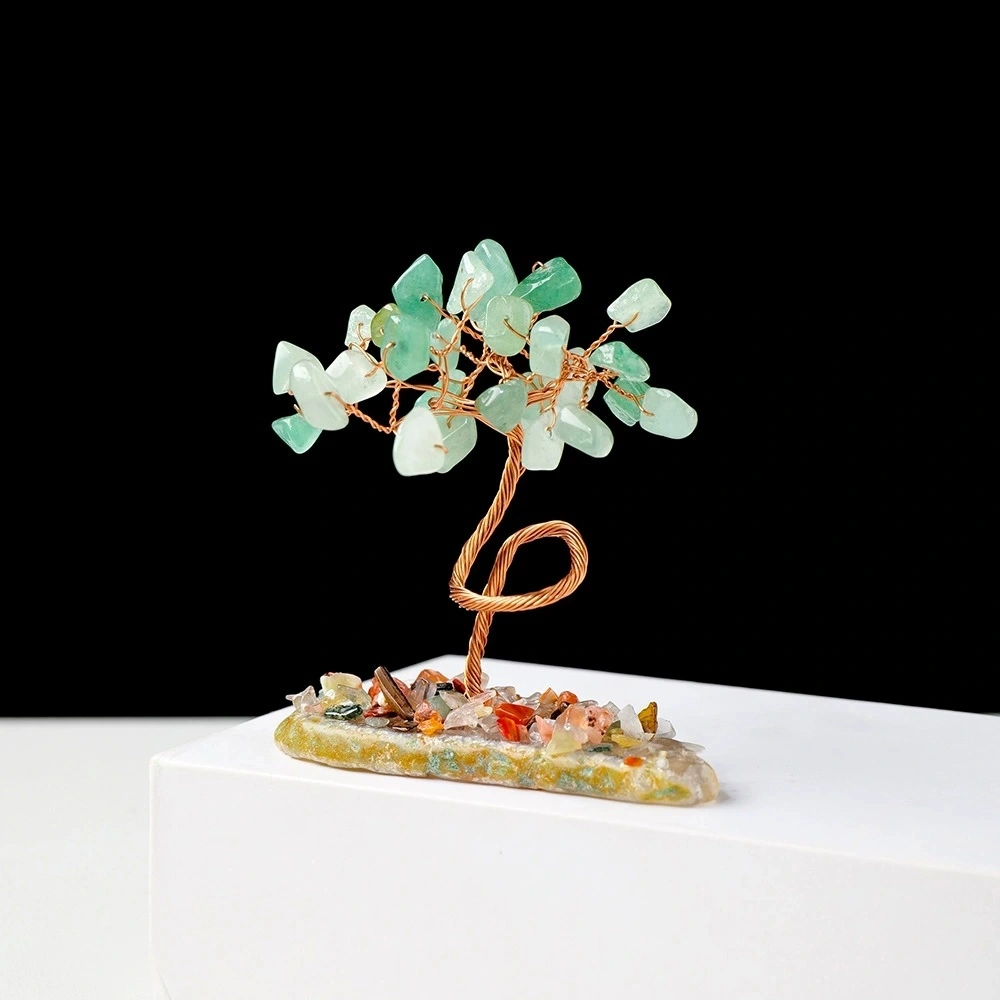 Natural crystal gravel agate piece base handmade crystal tree of life ornaments