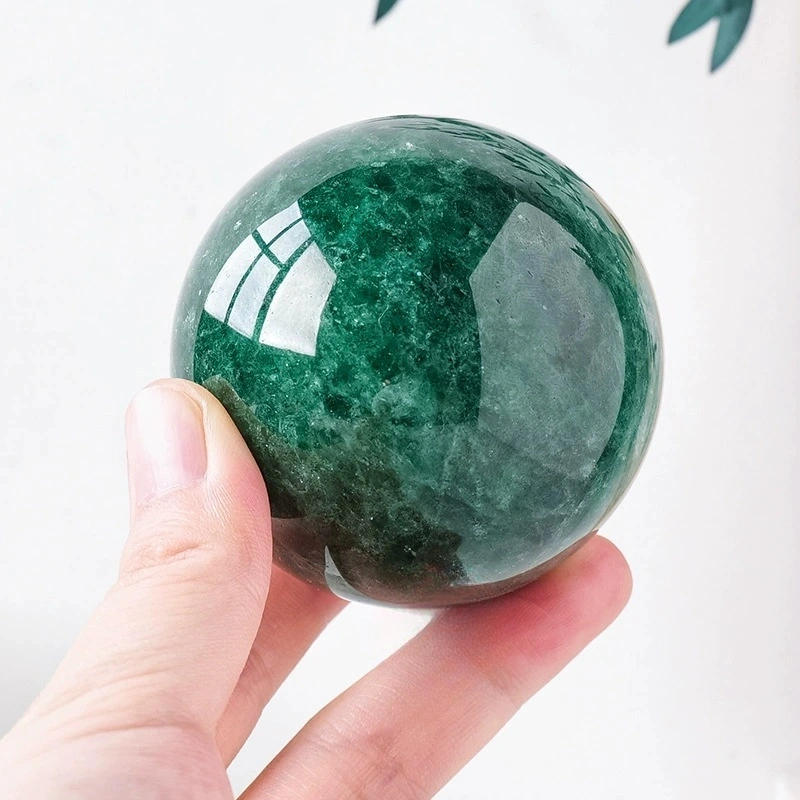 Natural green strawberry crystal ball, polished crystal stone