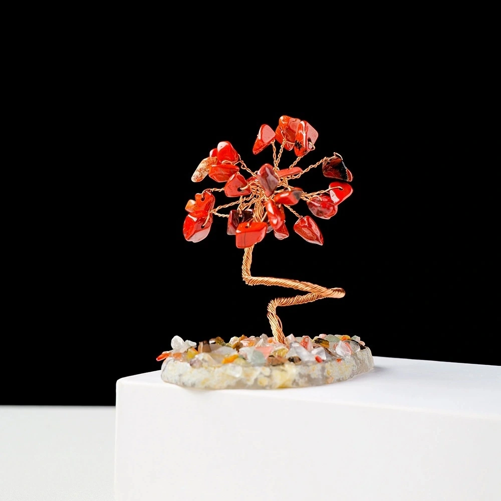 Natural crystal gravel agate piece base handmade crystal tree of life ornaments