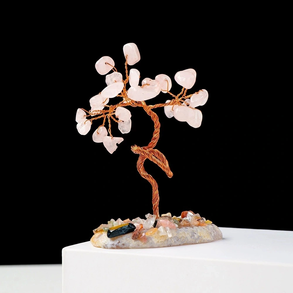 Natural crystal gravel agate piece base handmade crystal tree of life ornaments