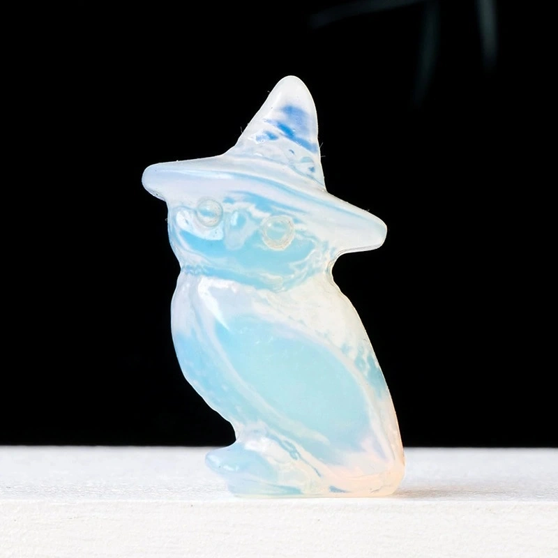 Natural crystal owl carving Halloween decorations