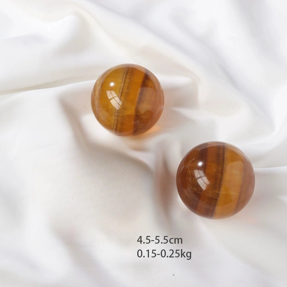 Natural crystal yellow fluorite ball raw stone hand-polished fluorite decoration
