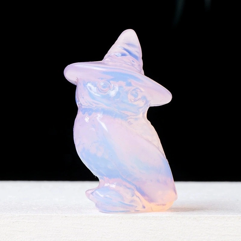 Natural crystal owl carving Halloween decorations