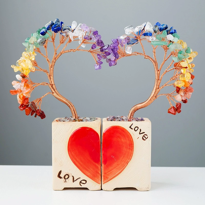 Natural crystal love couple tree crystal tree home decoration craft gift