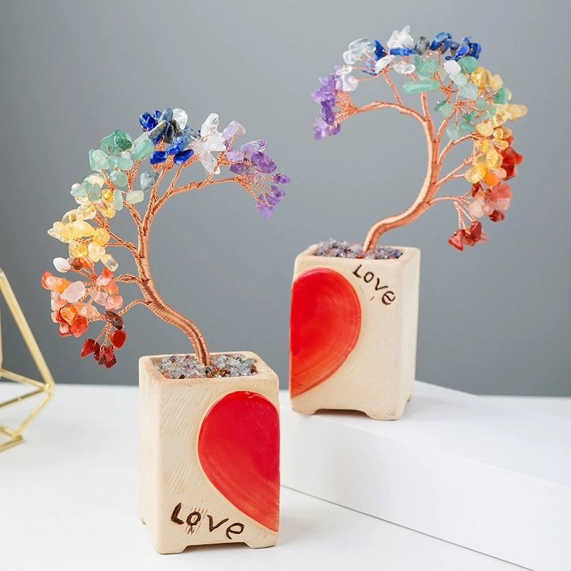 Natural crystal love couple tree crystal tree home decoration craft gift