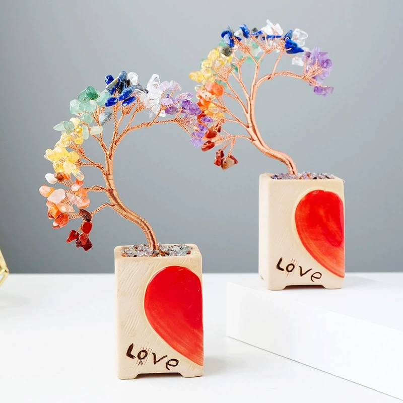 Natural crystal love couple tree crystal tree home decoration craft gift