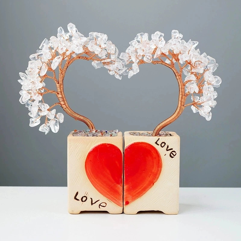 Natural crystal love couple tree crystal tree home decoration craft gift
