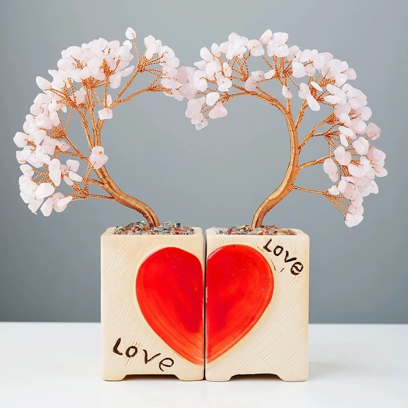 Natural crystal love couple tree crystal tree home decoration craft gift