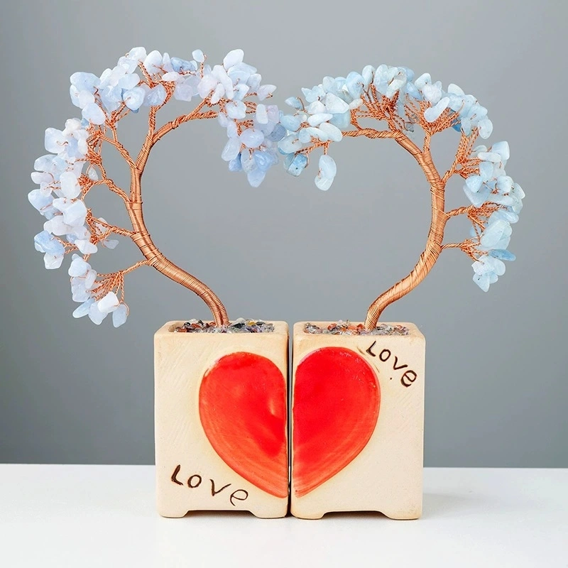 Natural crystal love couple tree crystal tree home decoration craft gift