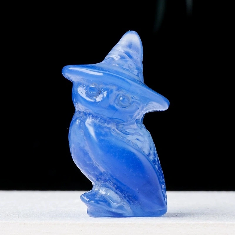 Natural crystal owl carving Halloween decorations