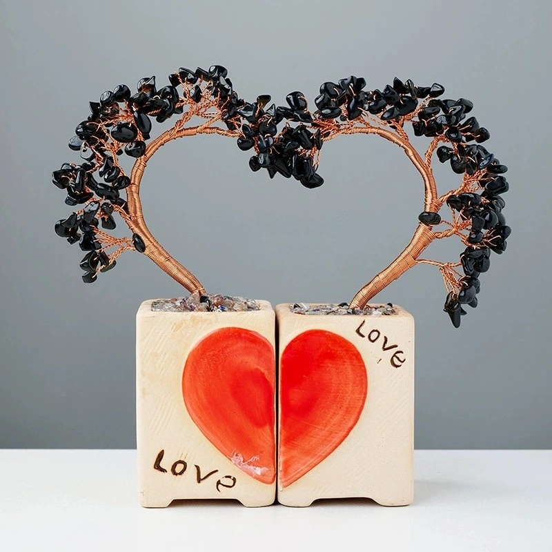 Natural crystal love couple tree crystal tree home decoration craft gift