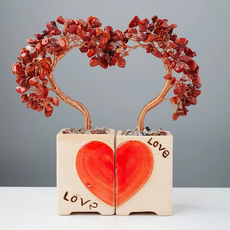 Natural crystal love couple tree crystal tree home decoration craft gift