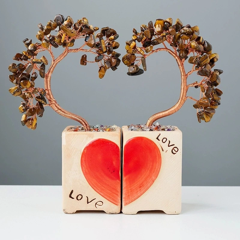 Natural crystal love couple tree crystal tree home decoration craft gift