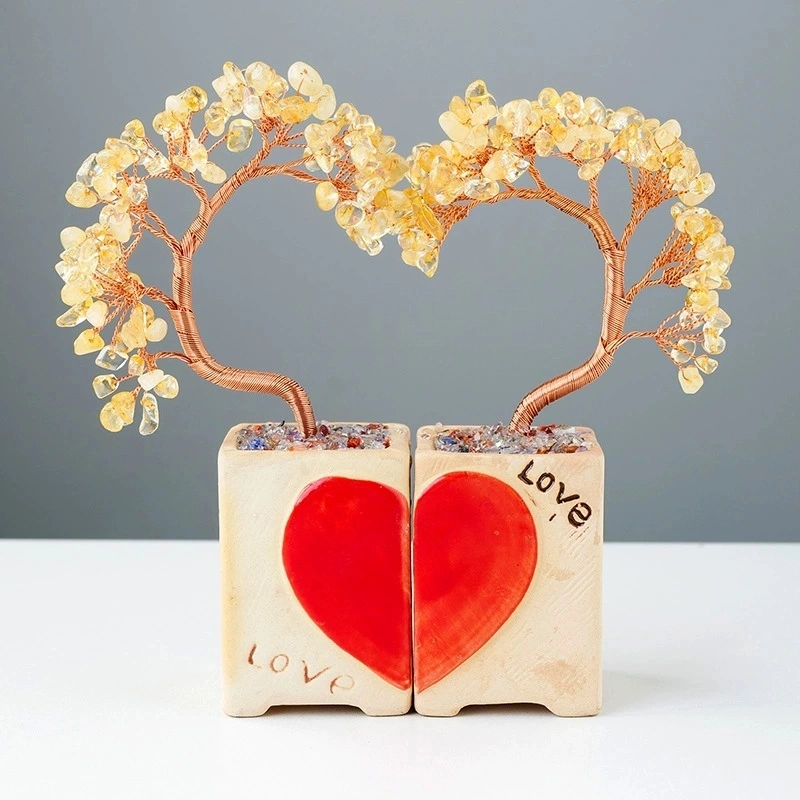 Natural crystal love couple tree crystal tree home decoration craft gift