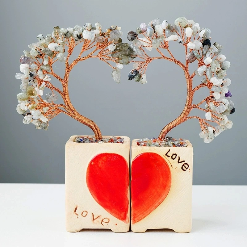 Natural crystal love couple tree crystal tree home decoration craft gift