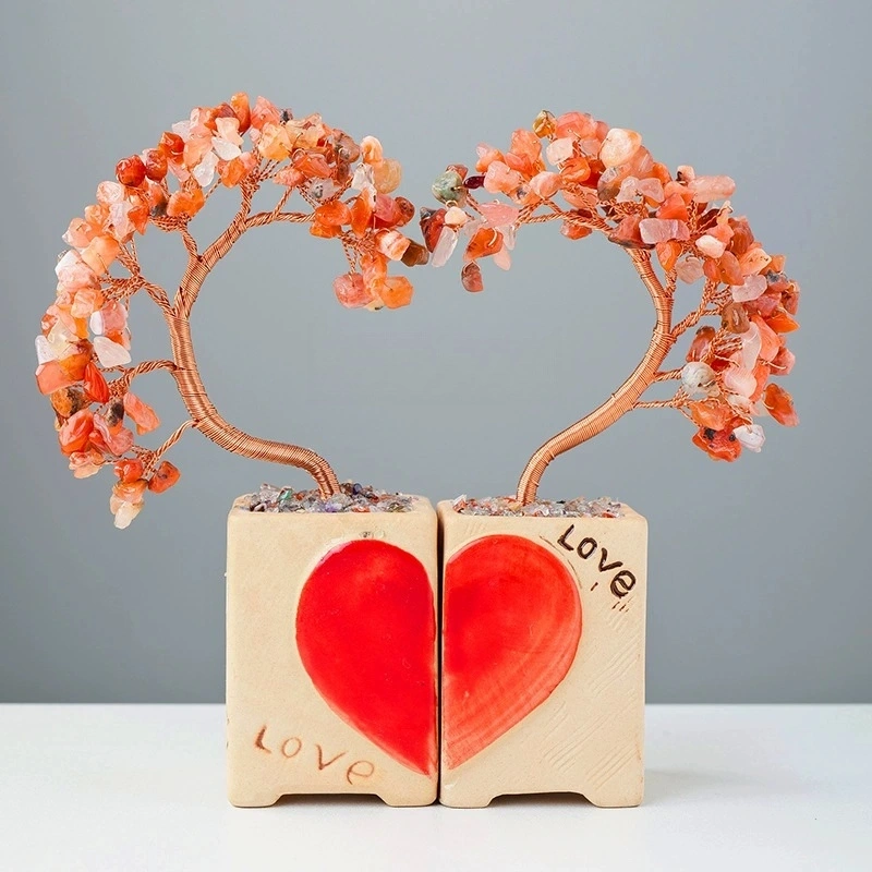 Natural crystal love couple tree crystal tree home decoration craft gift