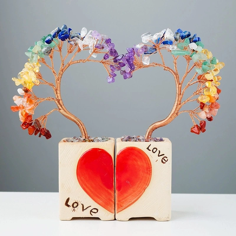 Natural crystal love couple tree crystal tree home decoration craft gift