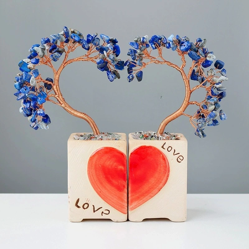 Natural crystal love couple tree crystal tree home decoration craft gift