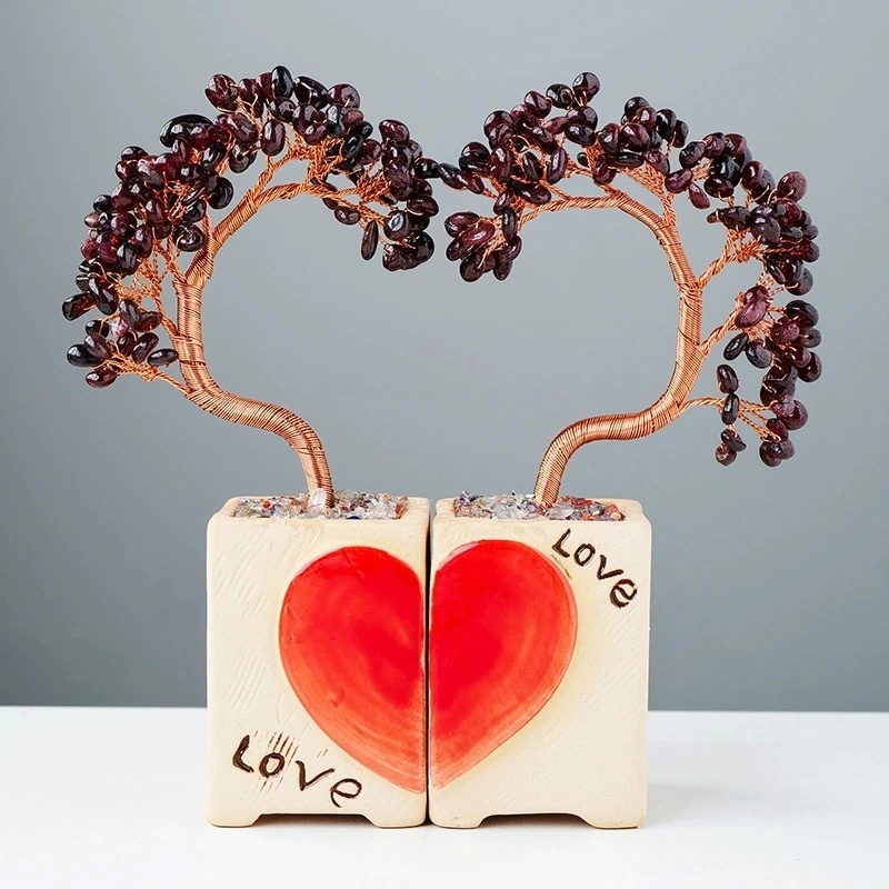 Natural crystal love couple tree crystal tree home decoration craft gift