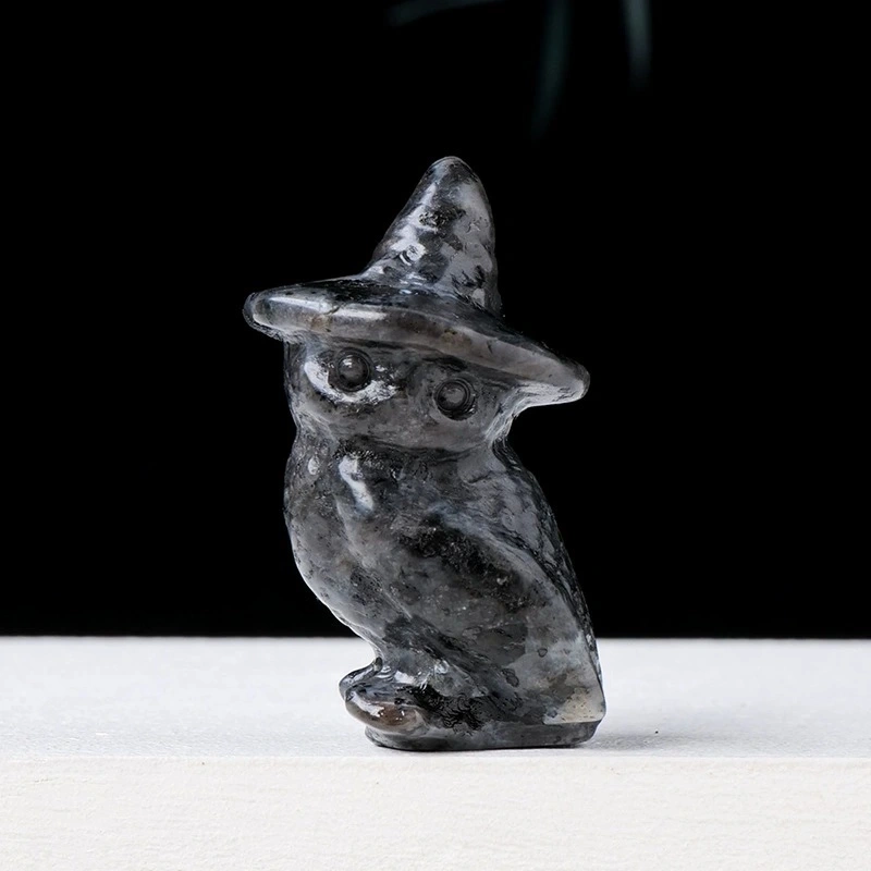 Natural crystal owl carving Halloween decorations