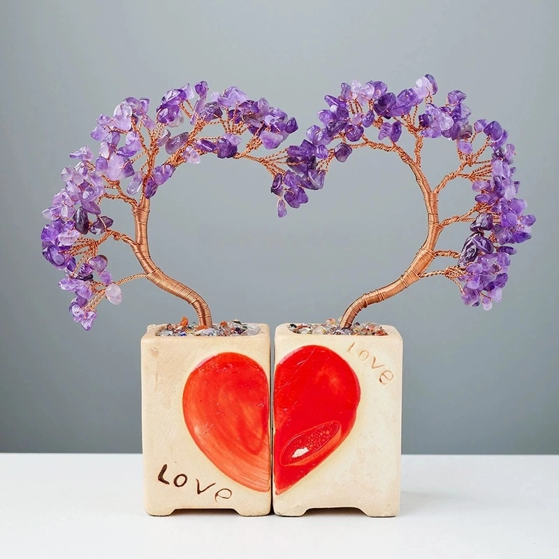 Natural crystal love couple tree crystal tree home decoration craft gift