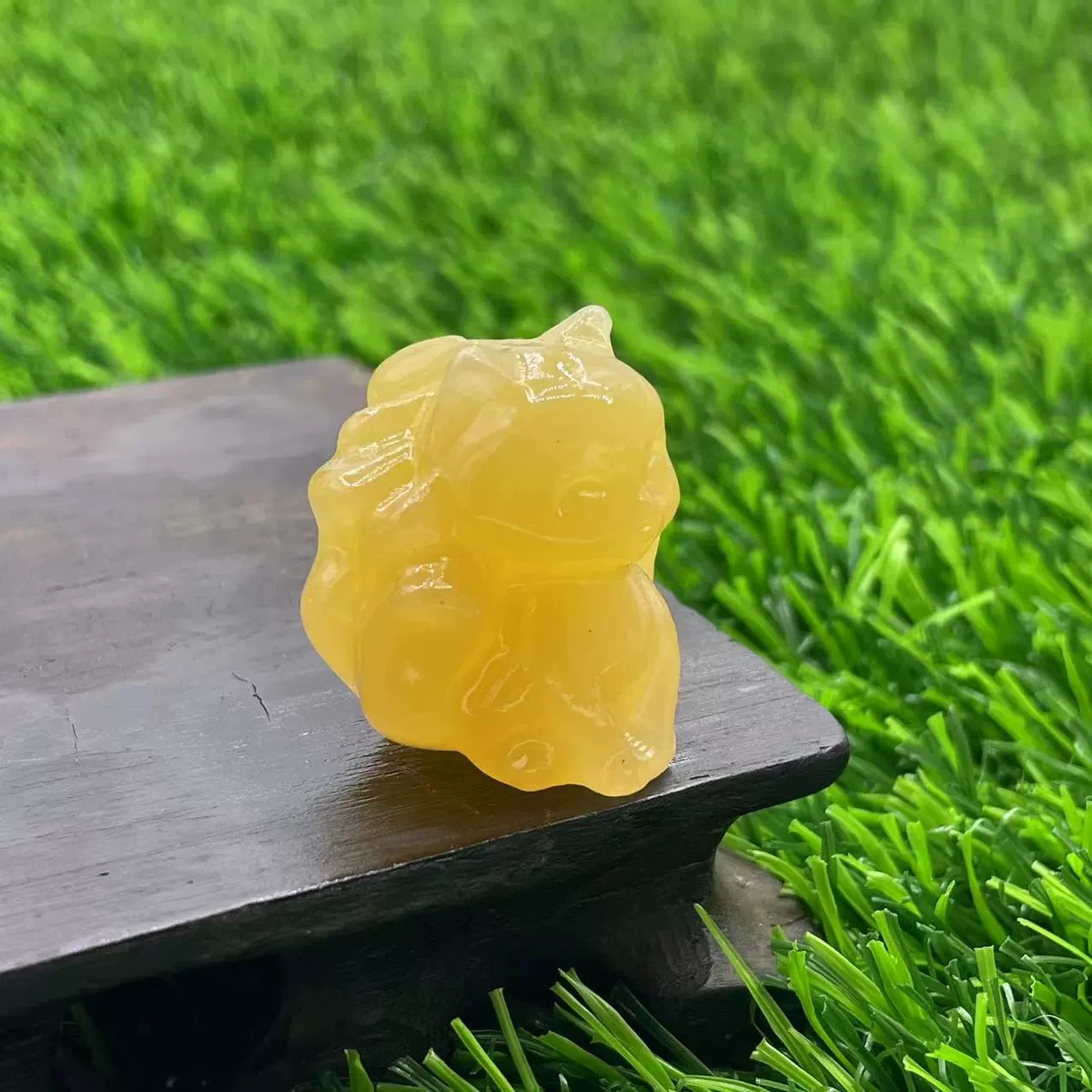 3cm Nine-tailed Fox Natural Stone Gem Carving Peach Blossom Attraction Accessories