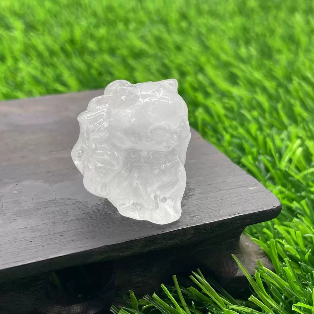 3cm Nine-tailed Fox Natural Stone Gem Carving Peach Blossom Attraction Accessories