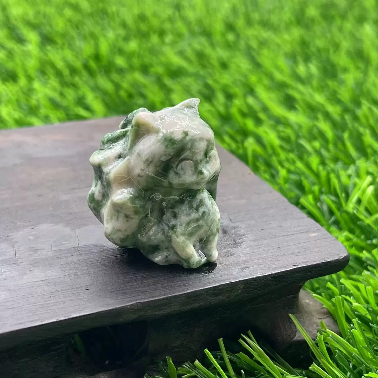 3cm Nine-tailed Fox Natural Stone Gem Carving Peach Blossom Attraction Accessories