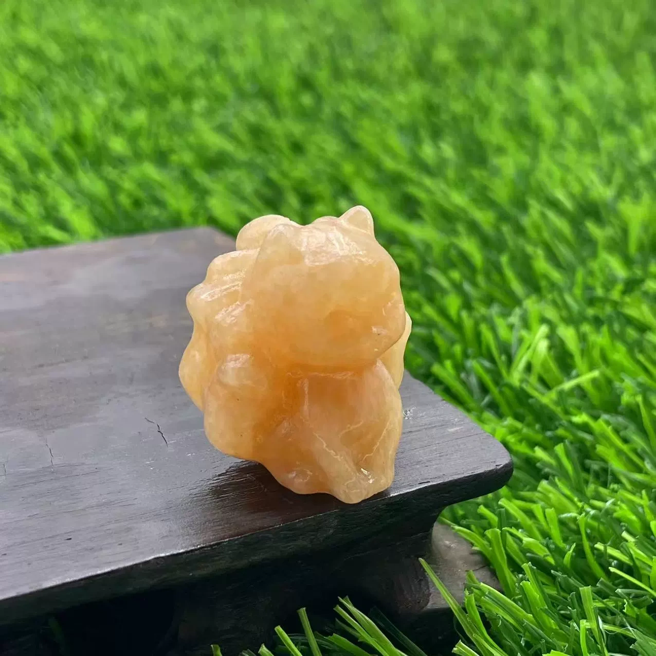 3cm Nine-tailed Fox Natural Stone Gem Carving Peach Blossom Attraction Accessories