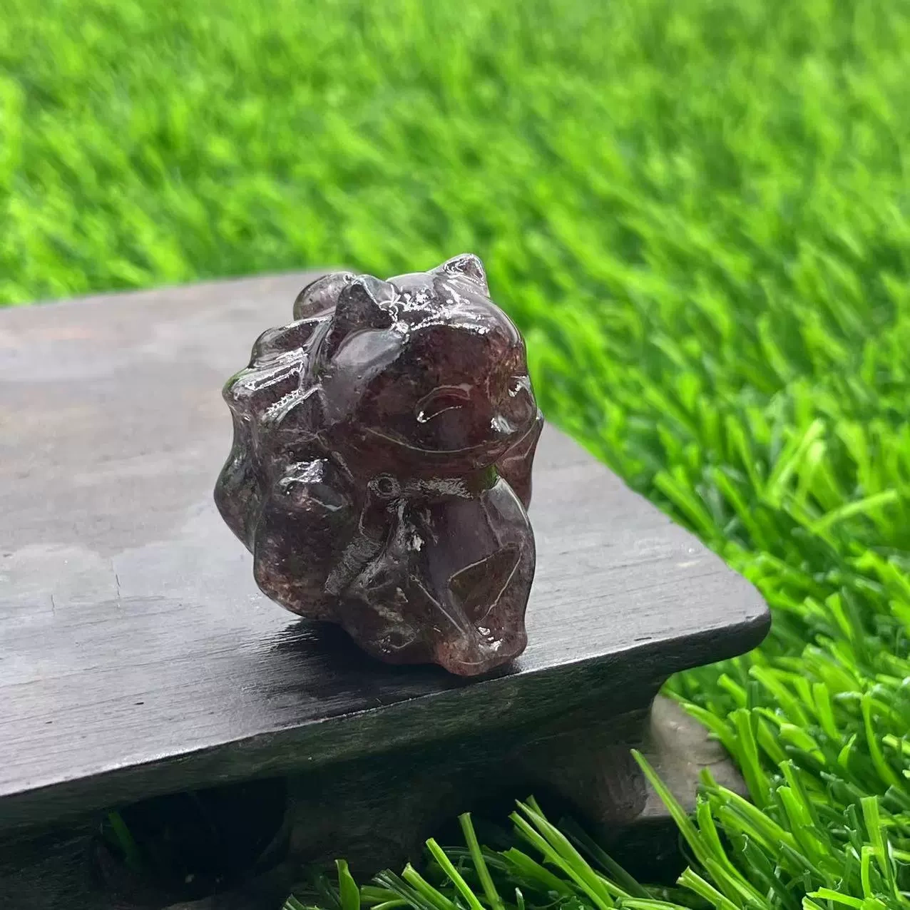 3cm Nine-tailed Fox Natural Stone Gem Carving Peach Blossom Attraction Accessories