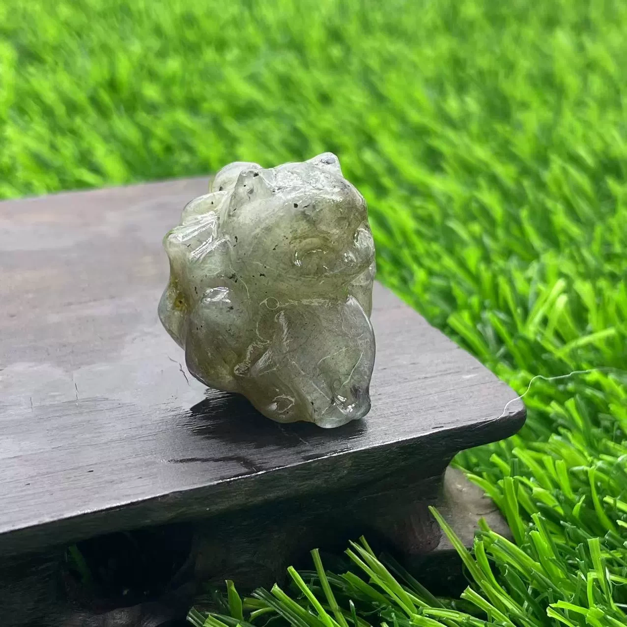 3cm Nine-tailed Fox Natural Stone Gem Carving Peach Blossom Attraction Accessories