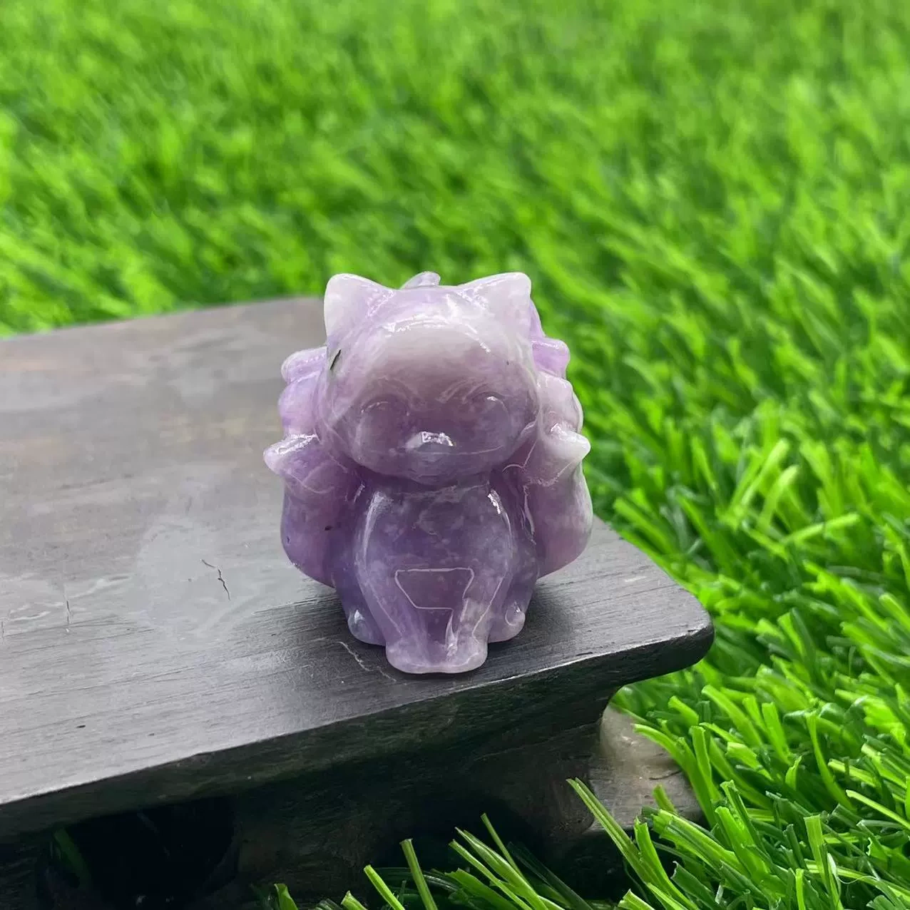 3cm Nine-tailed Fox Natural Stone Gem Carving Peach Blossom Attraction Accessories