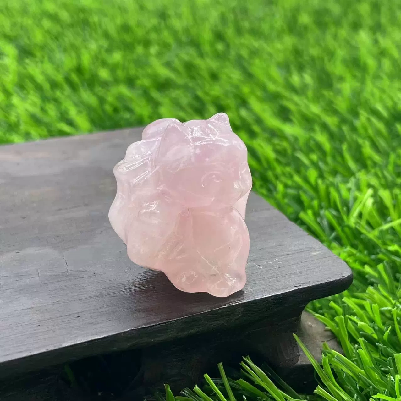 3cm Nine-tailed Fox Natural Stone Gem Carving Peach Blossom Attraction Accessories