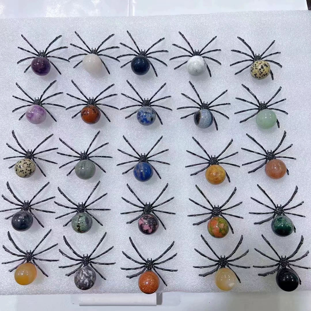 5.7cm alloy natural crystal semi-precious stone spider ornaments