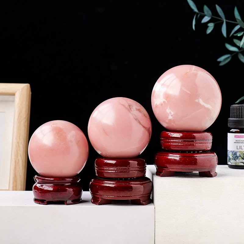 Natural pink opal crystal ball crystal raw stone polished energy stone